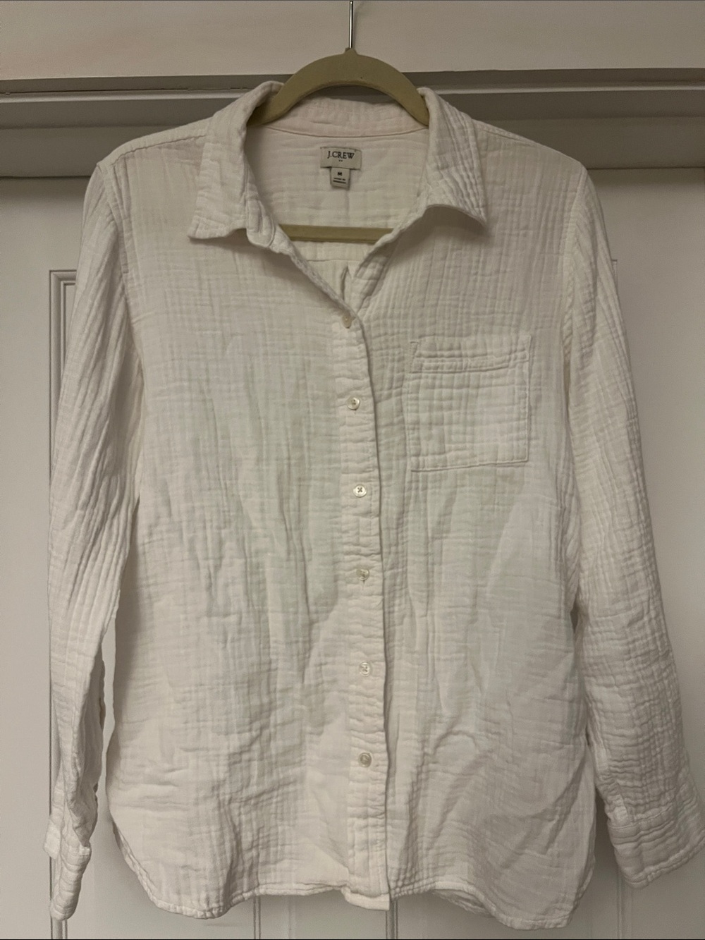 J. Crew White Gauze Button-Down Shirt